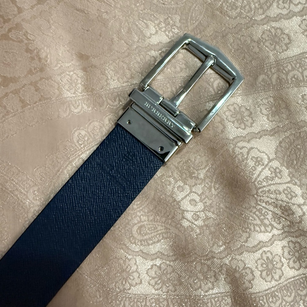 Burberry Blue and Brown Leather Shoulder Bag with Silver Hardware - Picture 4 of 13